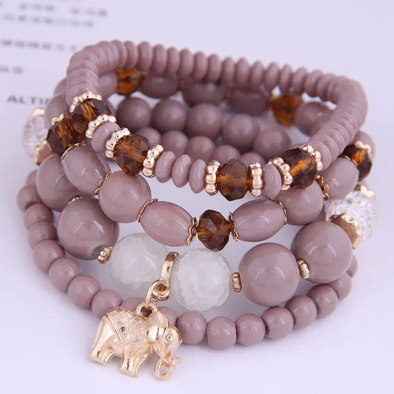 DIEZI Ethnic Bohemian Multicolor Crystal Beads Strand Bracelets Women Men Heart Tree Of Life Charm Bracelet Pulseira Feminina