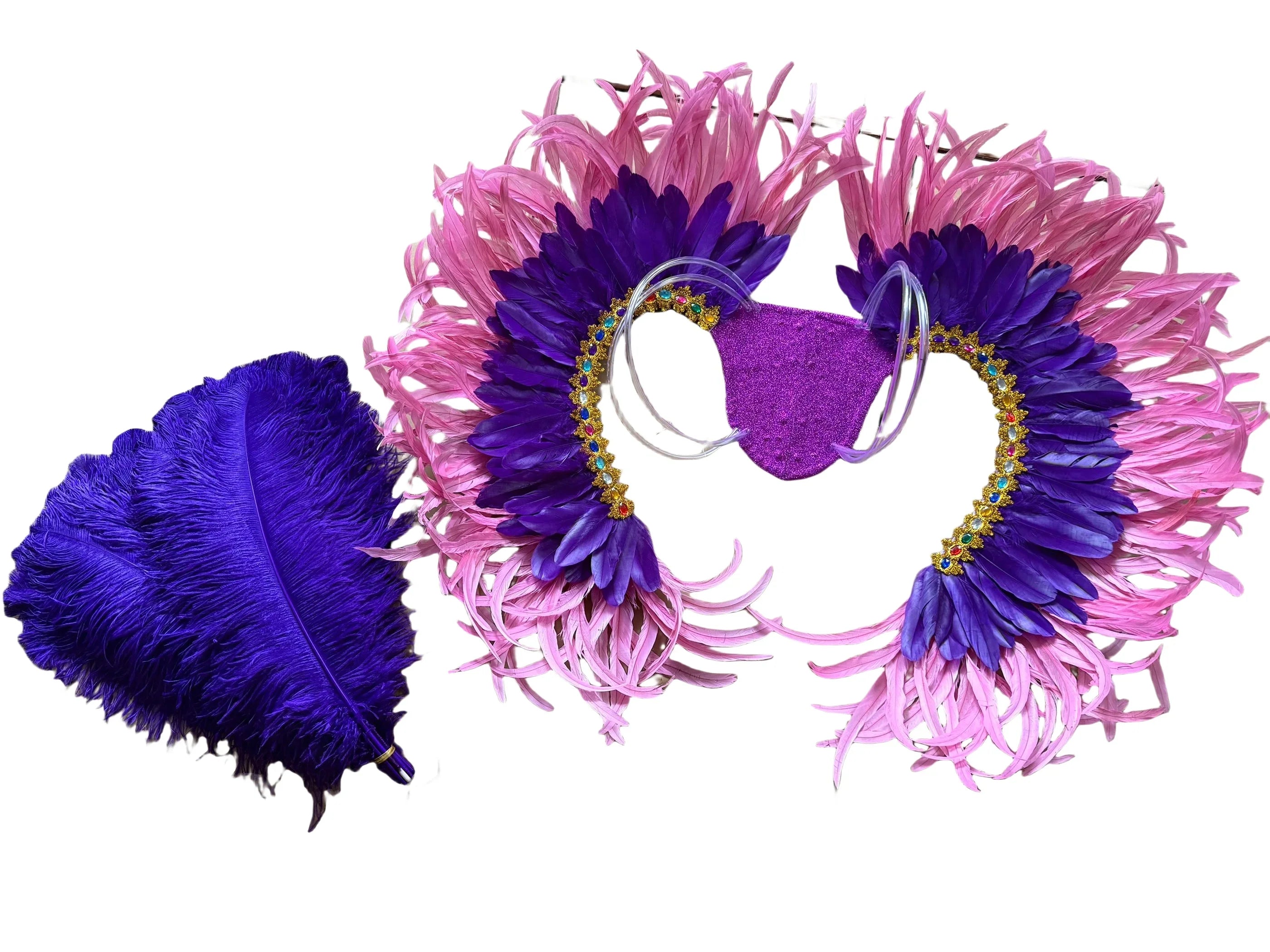 Two-Tone Feather Wing Backpiece Stage Costume Accessory | Back Pieces | Wiccan Center