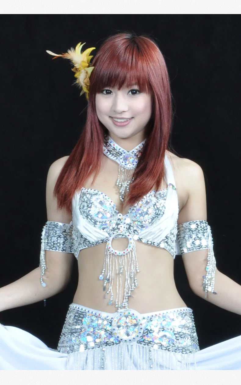 The Stardust Oasis Sirena – Sequined & Beaded Push-Up Belly Dance Bra Top | Costume Tops | Wiccan Center