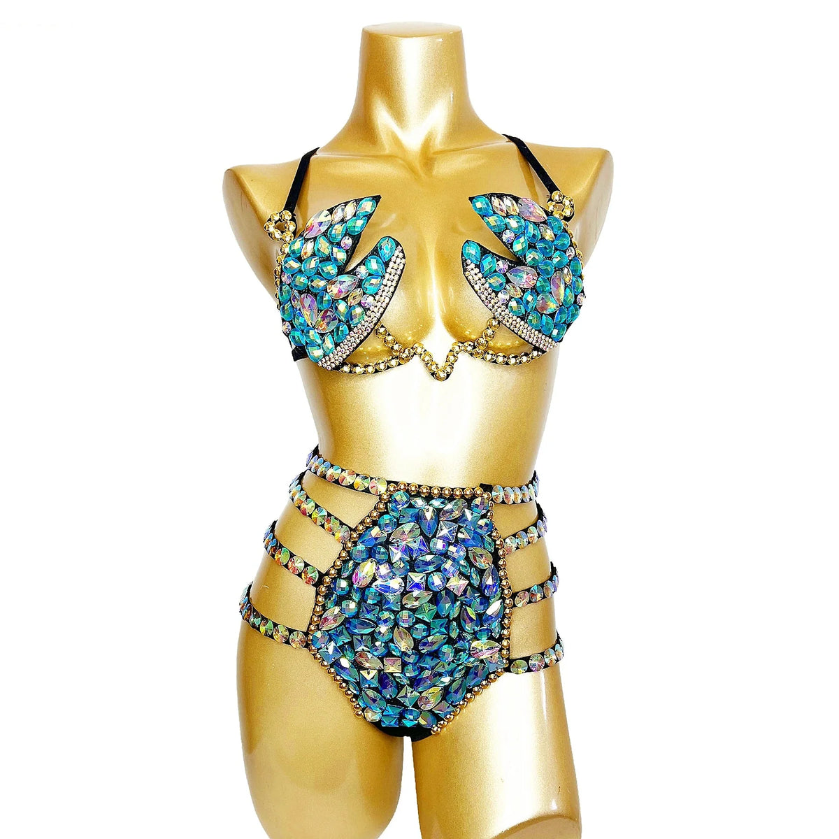 Sparkly Samba Carnival Stone Wire Bra & Bikini Bottom Set Stage Costume | Costume Sets | Wiccan Center