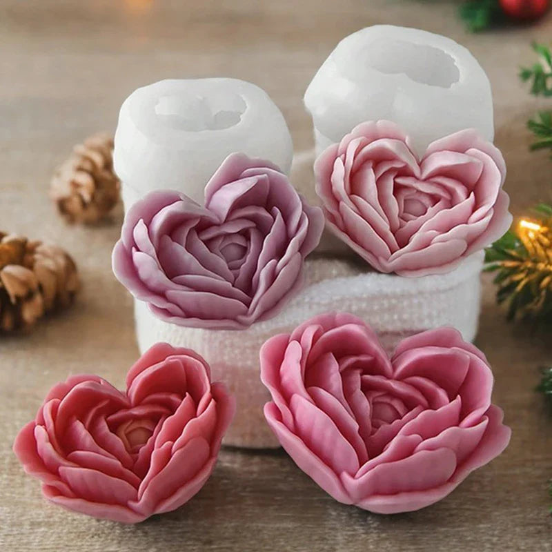 Heart shaped Rose Silicone Candle Mold Soap Resin Handmade Soap Aromatherapy Gypsum Mold
