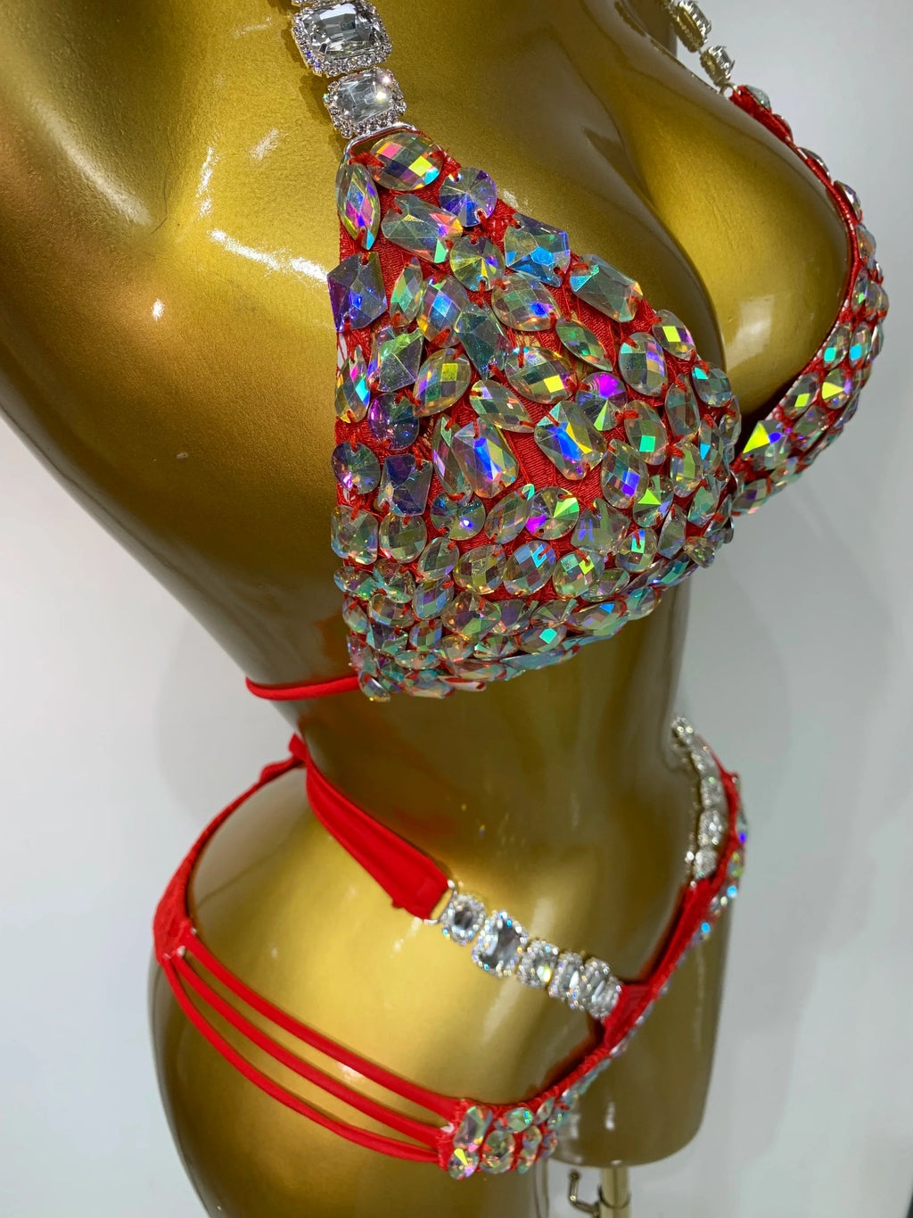 Crystal Diamond Bikini Two-Piece Set Sparkle Stage Performance Outfit | Costume Sets | Wiccan Center