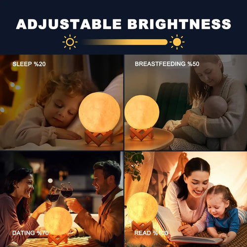 16 Colors RGB 3D Moon Night For Kids Bedroom Glowing Moon Lamp With Multi Color LED Touch Control Beside Decoration Lamp