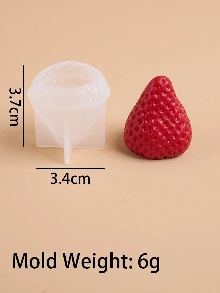 3D Strawberry Aromatherapy Candle Silicone Mold DIY Handmade Romantic Scented for Valentine's Day Party Home Decor Birthday Gift