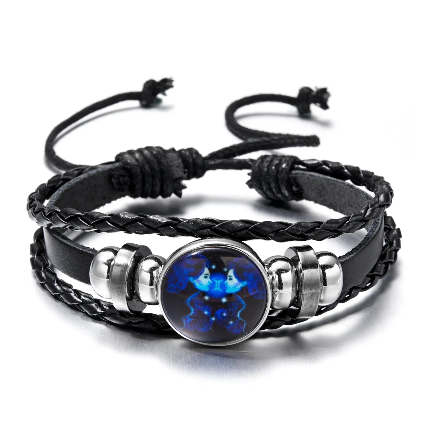 Luminous 12 Zodiac Constellation Sign Braided Couples Leather Bracelet For men Black Rope Charm Party Grow in the dark Jewelry