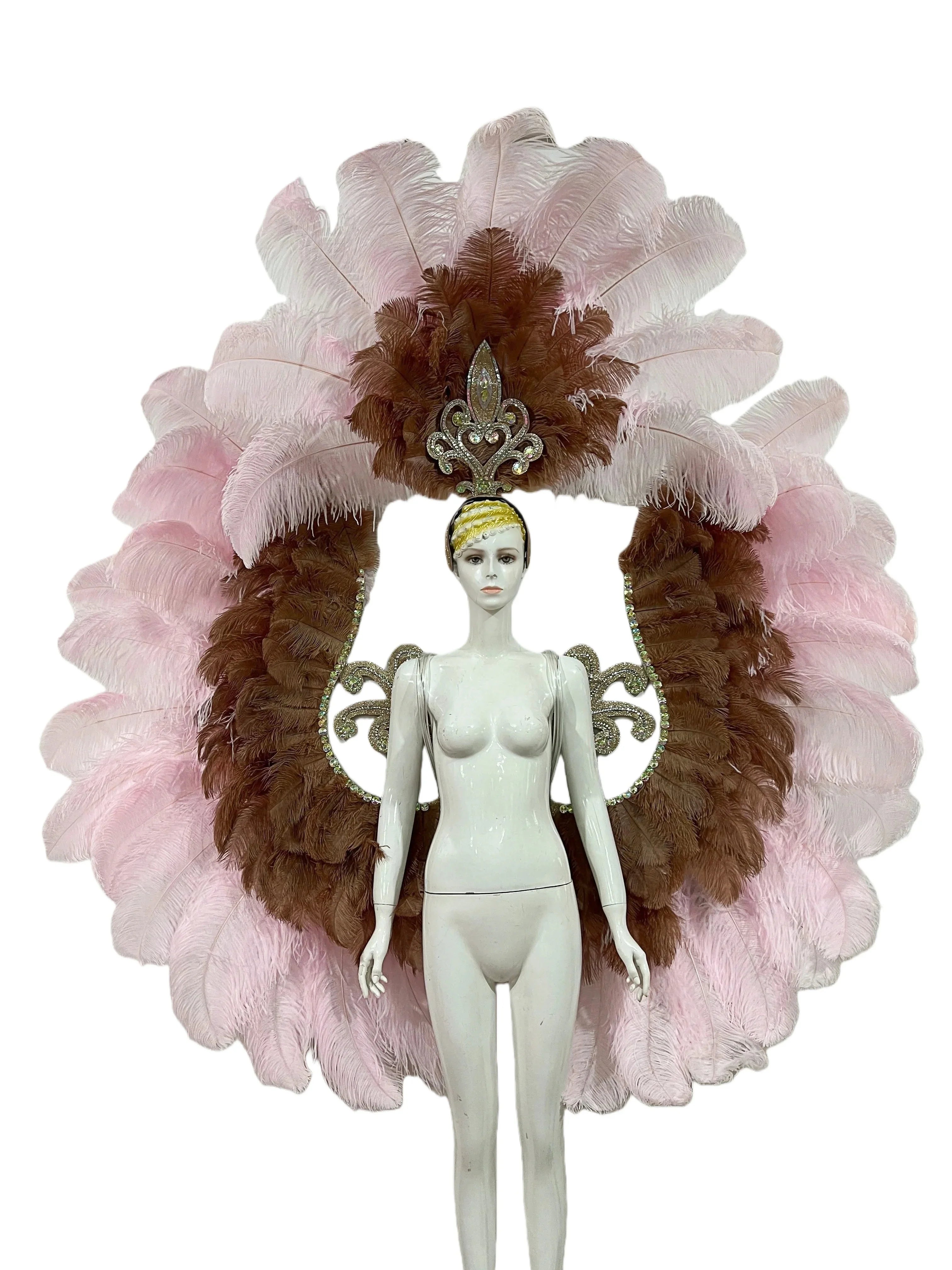 Two-Layer Feather Backpiece with Matching Rhinestone Headdress | Costume Sets | Wiccan Center