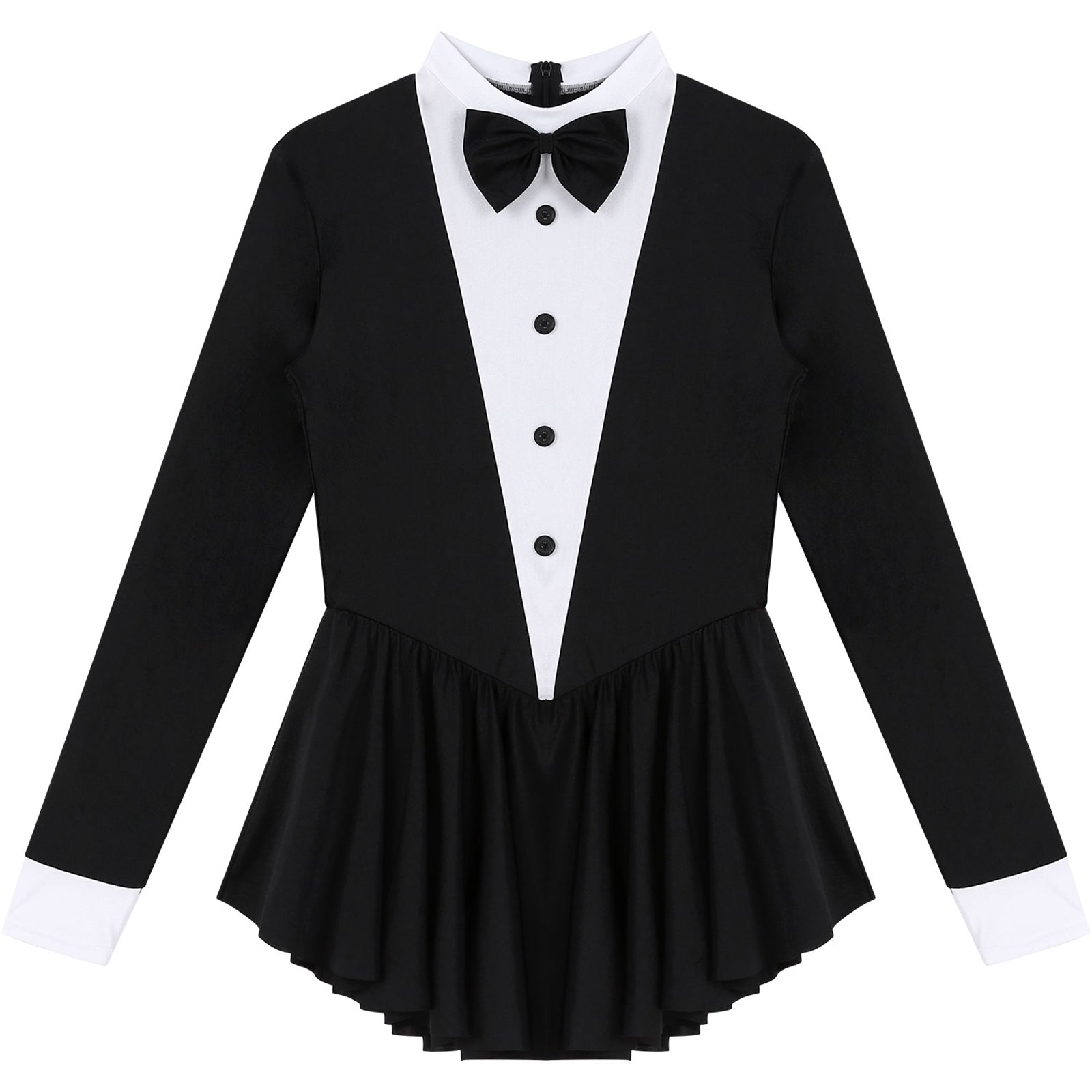 The Stardust Showgirl Tuxedo Leotard Dress – Luxury Long Sleeve Latin Dance & Stage Wear