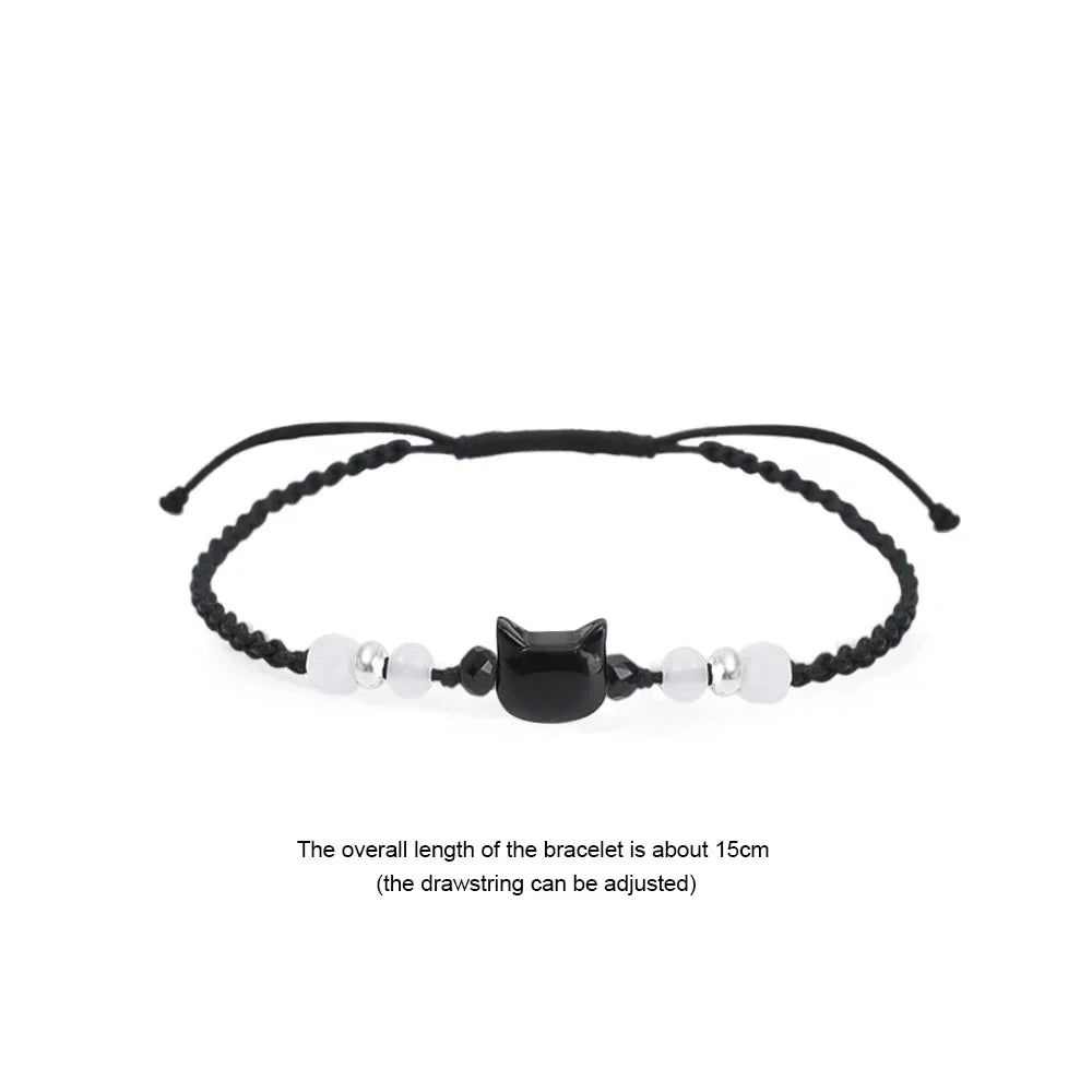 Moonstone Obsidian Cat Charm Bracelets | bracelets | Wiccan Center