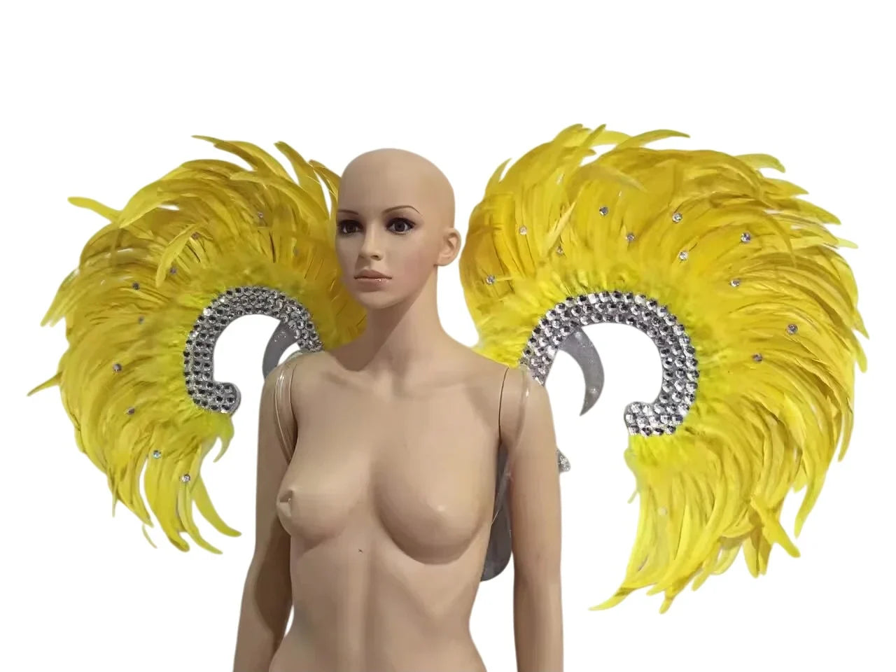 Showgirl Feather Wing Backpiece with Rhinestone Scroll Frames | Back Pieces | Wiccan Center
