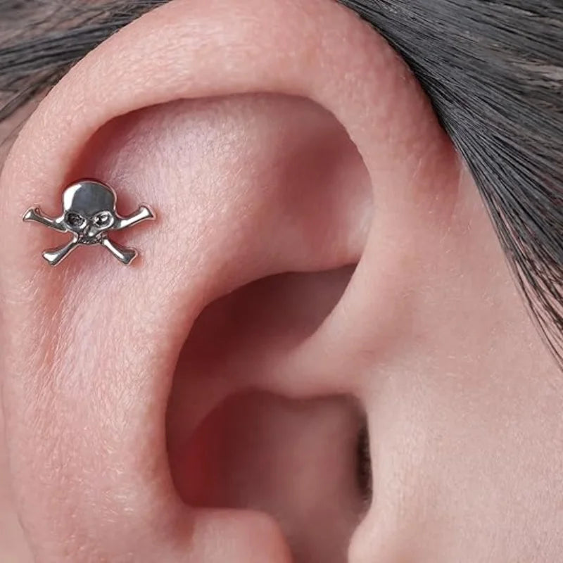 G23 Titanium Cross Lip Piercing 16G Gothic Skull Labret Tragus Helix Cartilage Nose Jewelry Body Piercing Accessory | | Wiccan Center