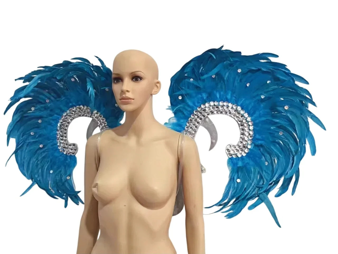 Showgirl Feather Wing Backpiece with Rhinestone Scroll Frames | Back Pieces | Wiccan Center