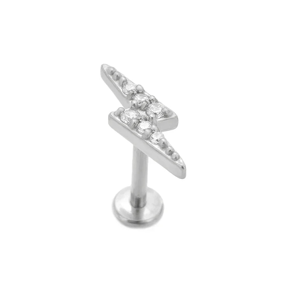 Lightning Internal Thread Labret Piercing Crown Bee Flowers Cartilage Earring Tragus Conch 316L Stainlesss Steel Body Jewelry | | Wiccan Center