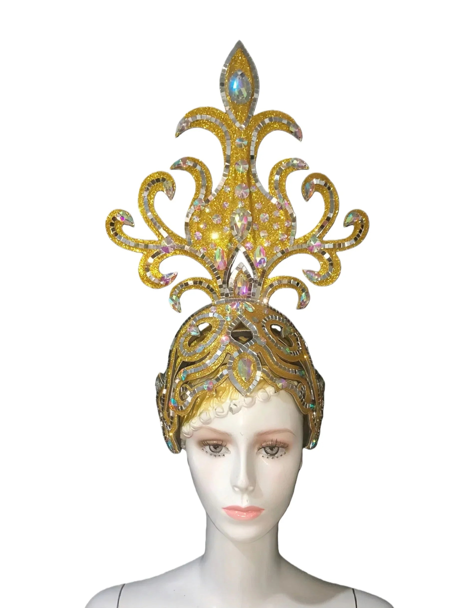Brazil Rio Spanish Cuba Santiago Havana Venice Dionysia carnival Float Mask dress masque ball costume samba Golden Crown | Headpiece | Wiccan Center