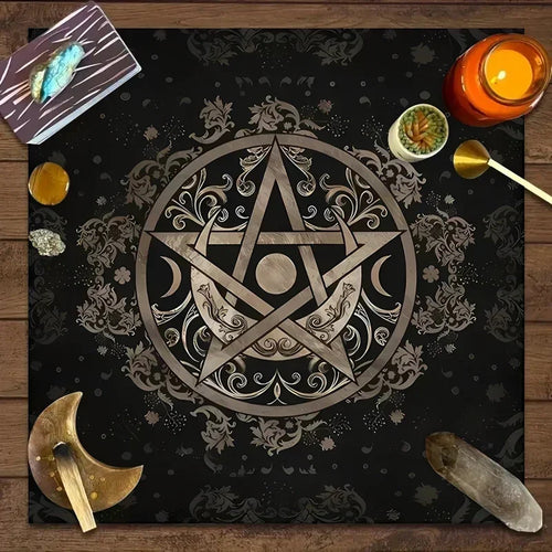 1pc Tarot Tablecloth, Altar Cloth, Moon Phase, Sun, Starry Sky, Flowers, Witchcraft, Altar Ritual Decoration Props | | Wiccan Center