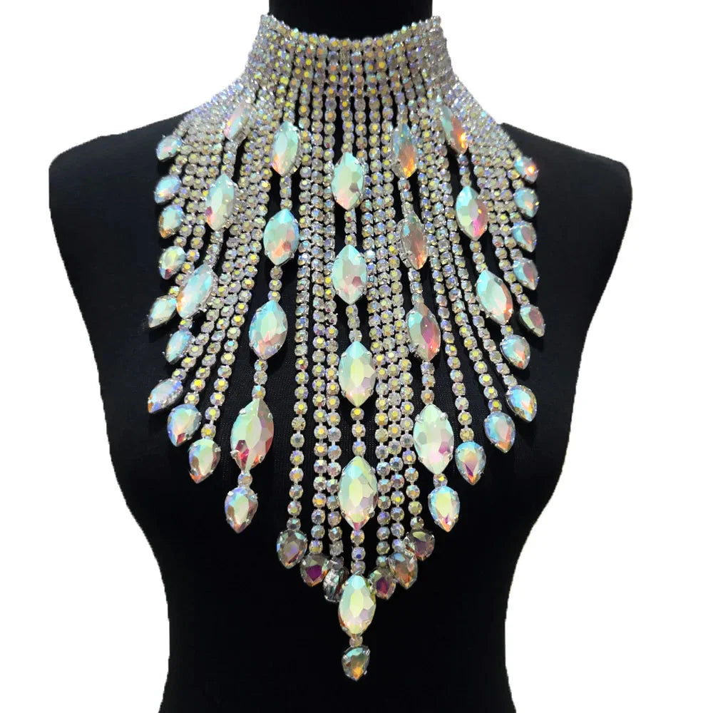Rhinestone Crystal Long Fringe Tassel Crystal Drop | Necklaces | Wiccan Center