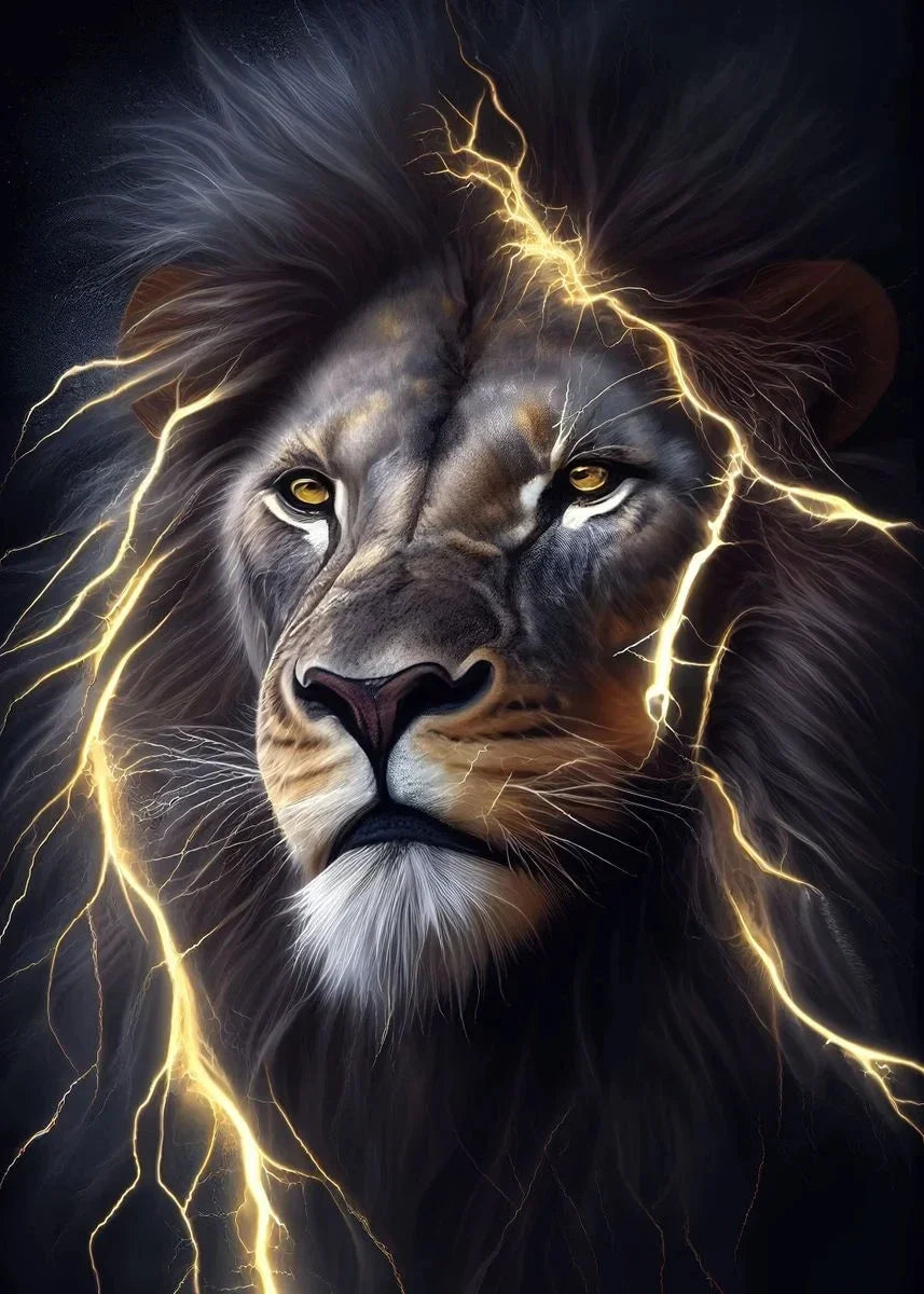 Classic Vintage Animal Wall Art Black Gold Light Coloured Lion HD Canvas Printed Poster Home Living Room Bedroom Decoration