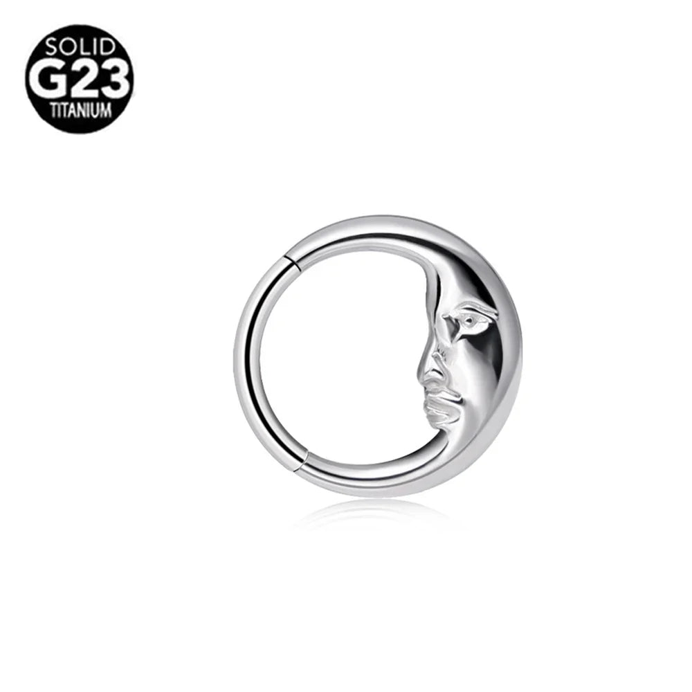 G23 Titanium Bee Septum Nose Ring Piercing Body Jewelry 16G Moon Segment Snake Clicker Helix Ear Cartilage Heart Daith Hoop | | Wiccan Center