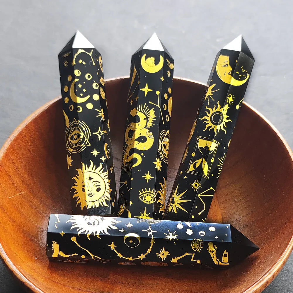 Snake, Sun, Moon, Star Crystal Tower Obelisks | Crystals | Wiccan Center