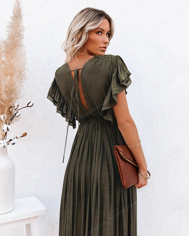 Summer Beach Maxi Dress Women Boho Long Bikini Cover Up High Waist Casual V-Neck Dresses | Dresses | Wiccan Center