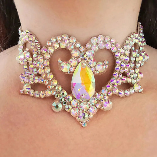 AB Rhinestone Heart Choker | Necklaces | Wiccan Center