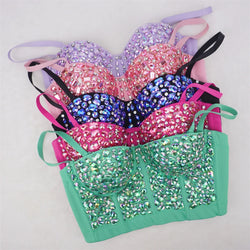 The Stardust Prism Siren – Glitter Crystal Bustier Corset Crop Top | Costume Tops | Wiccan Center