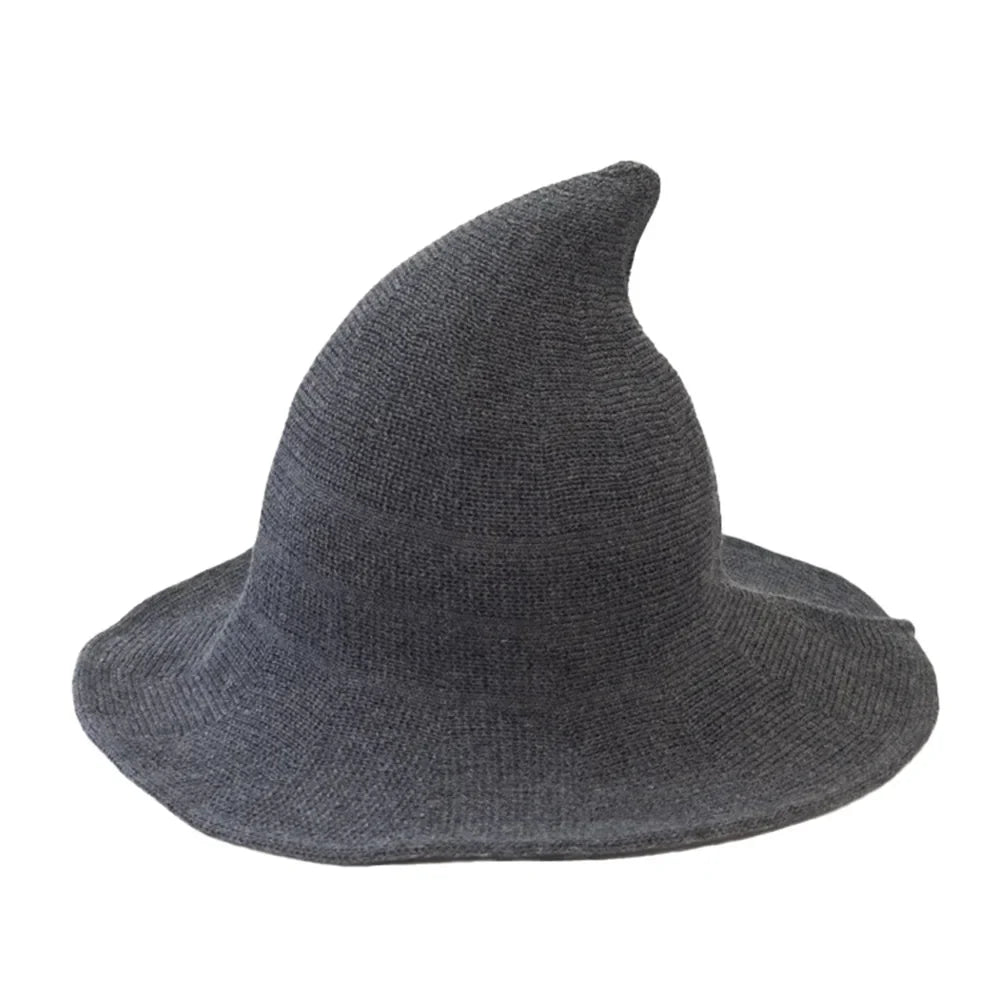 Halloween Witch Hat Long Point Knitted Cap with Wide Brim for Adults | | Wiccan Center