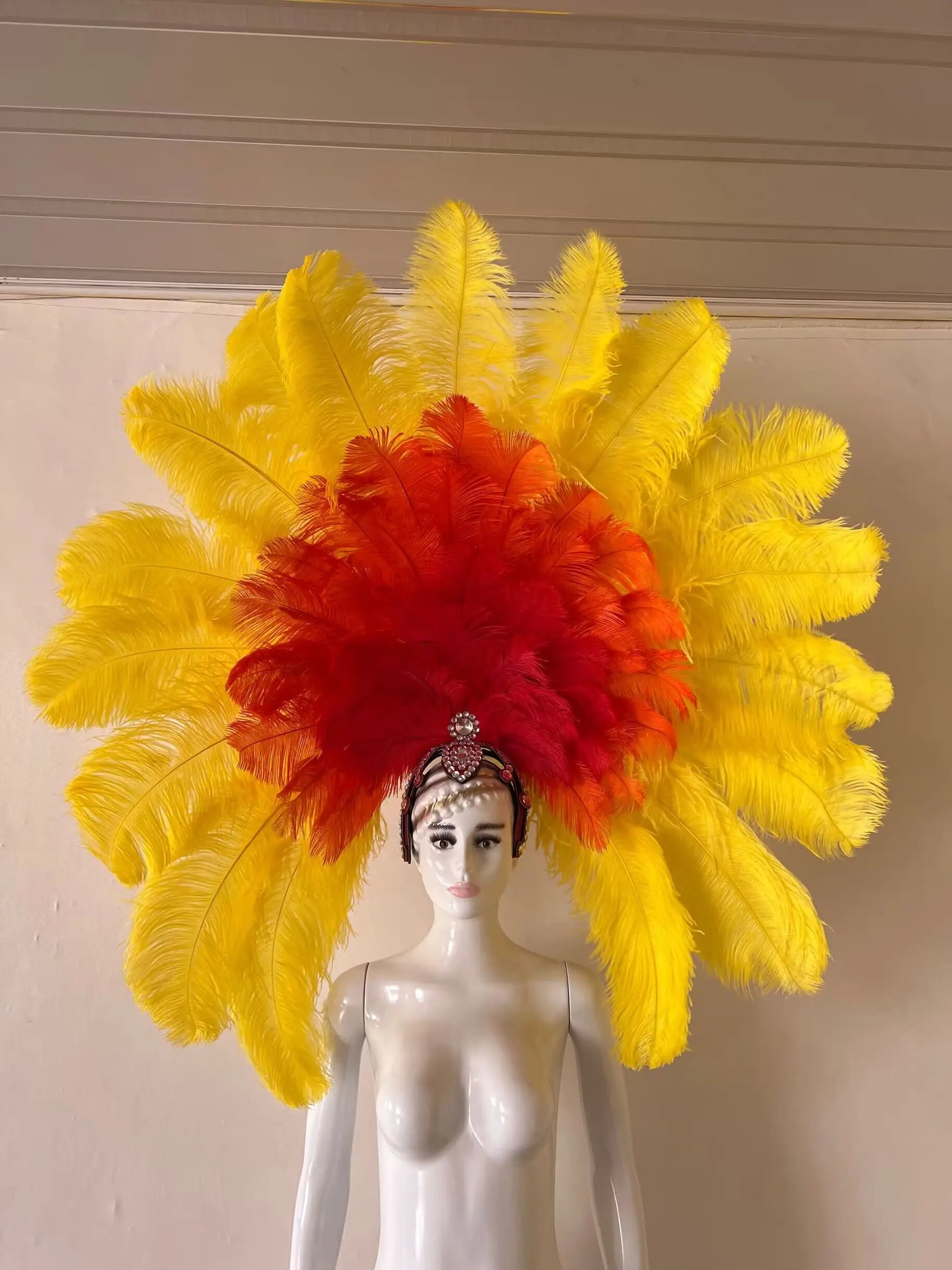 The Stardust Dionysia – Elegant Faux Fur & Rhinestone Samba Carnival Headdress
