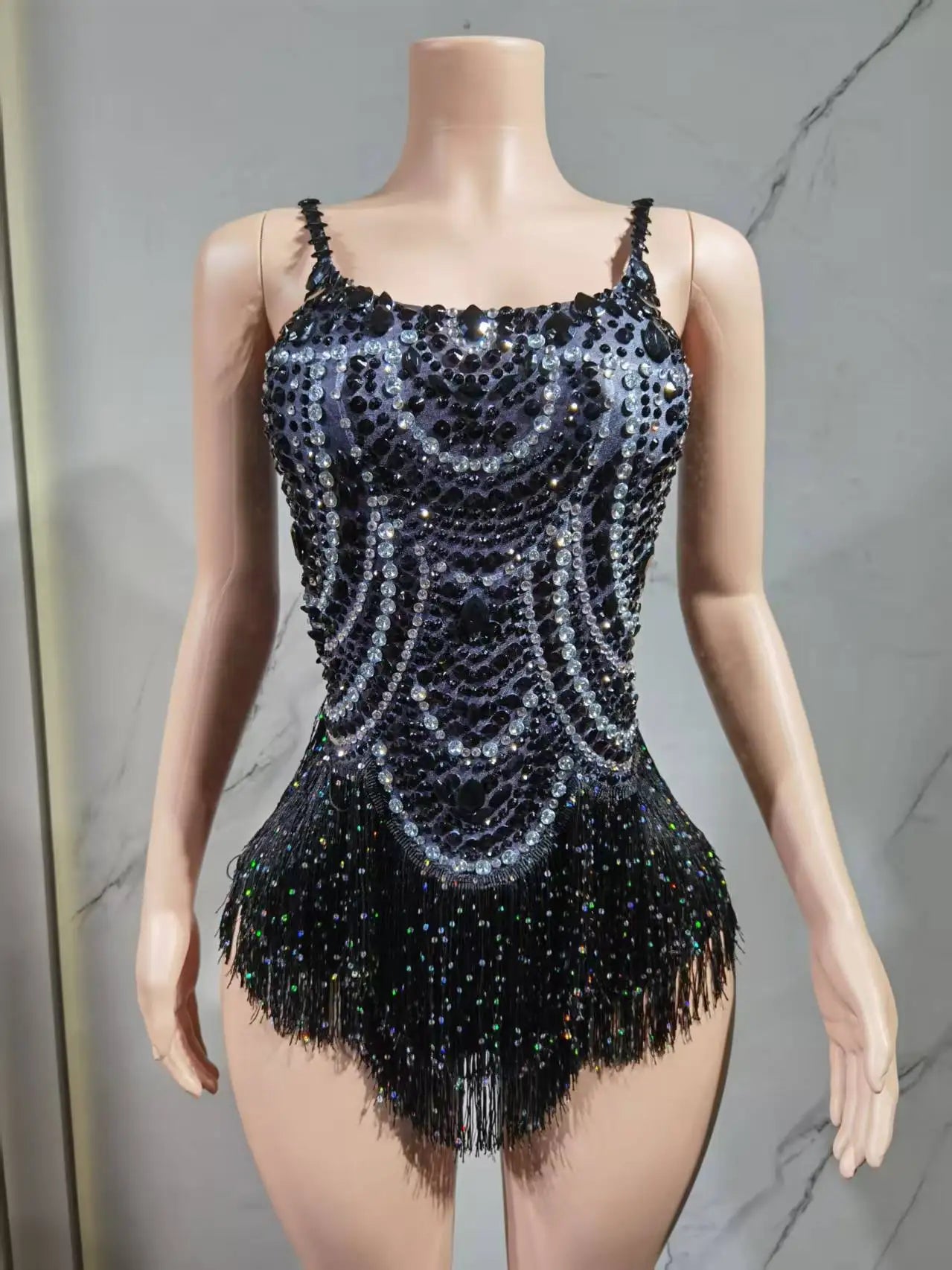 The Stardust Festival Fringe Bodysuit – Luxury Rhinestone Tassel Showgirl Costume | Bodysuit | Wiccan Center