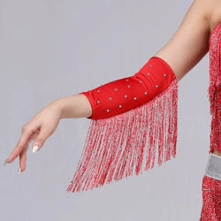 The Stardust Cabaret Fringe Sleeves – Luxury Rhinestone Performance Arm Bands | Gloves | Wiccan Center