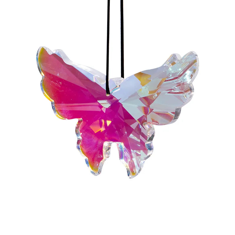 Crystal Butterfly Prism Pendant Light Sun Catcher Rainbow Captor Christmas Tree Decoration Hanging Sunshade Lighting Decor