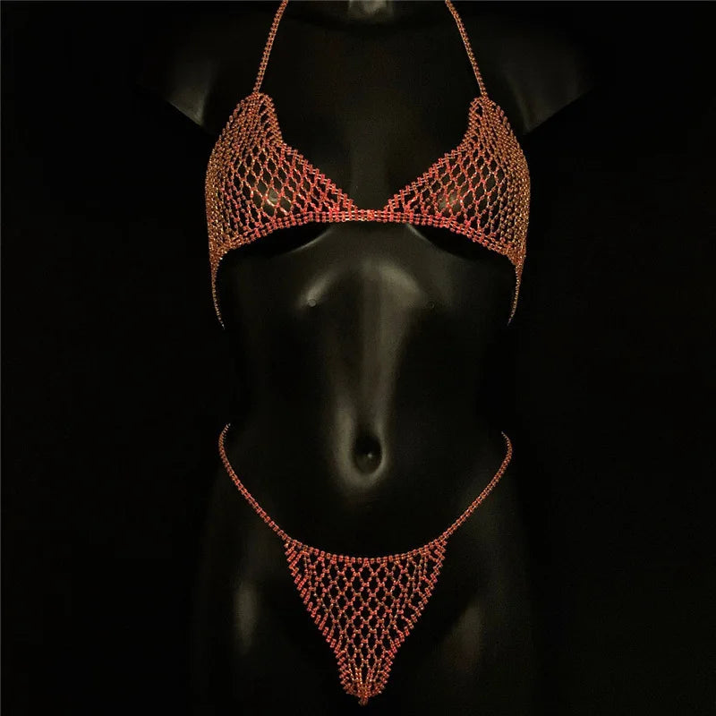 Dazzling Crystal Tassel Bra, Skirt & Bikini Body Jewelry Set | Body Chains | Wiccan Center