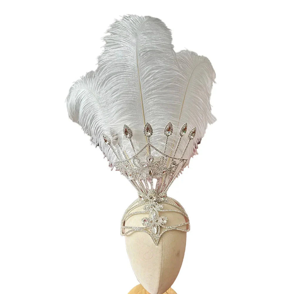 Ostrich Feather Rhinestone Headdress | Headdress | Wiccan Center