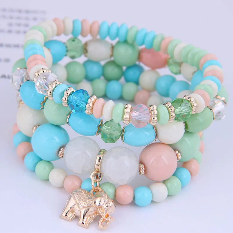 DIEZI Ethnic Bohemian Multicolor Crystal Beads Strand Bracelets Women Men Heart Tree Of Life Charm Bracelet Pulseira Feminina