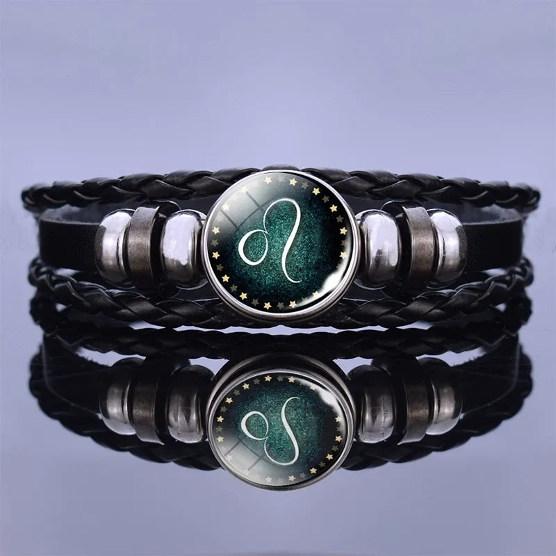 12 Zodiac Signs Constellation Charm Bracelet Men Women Fashion Multilayer Weave leather Bracelet & Bangle Birthday Gifts