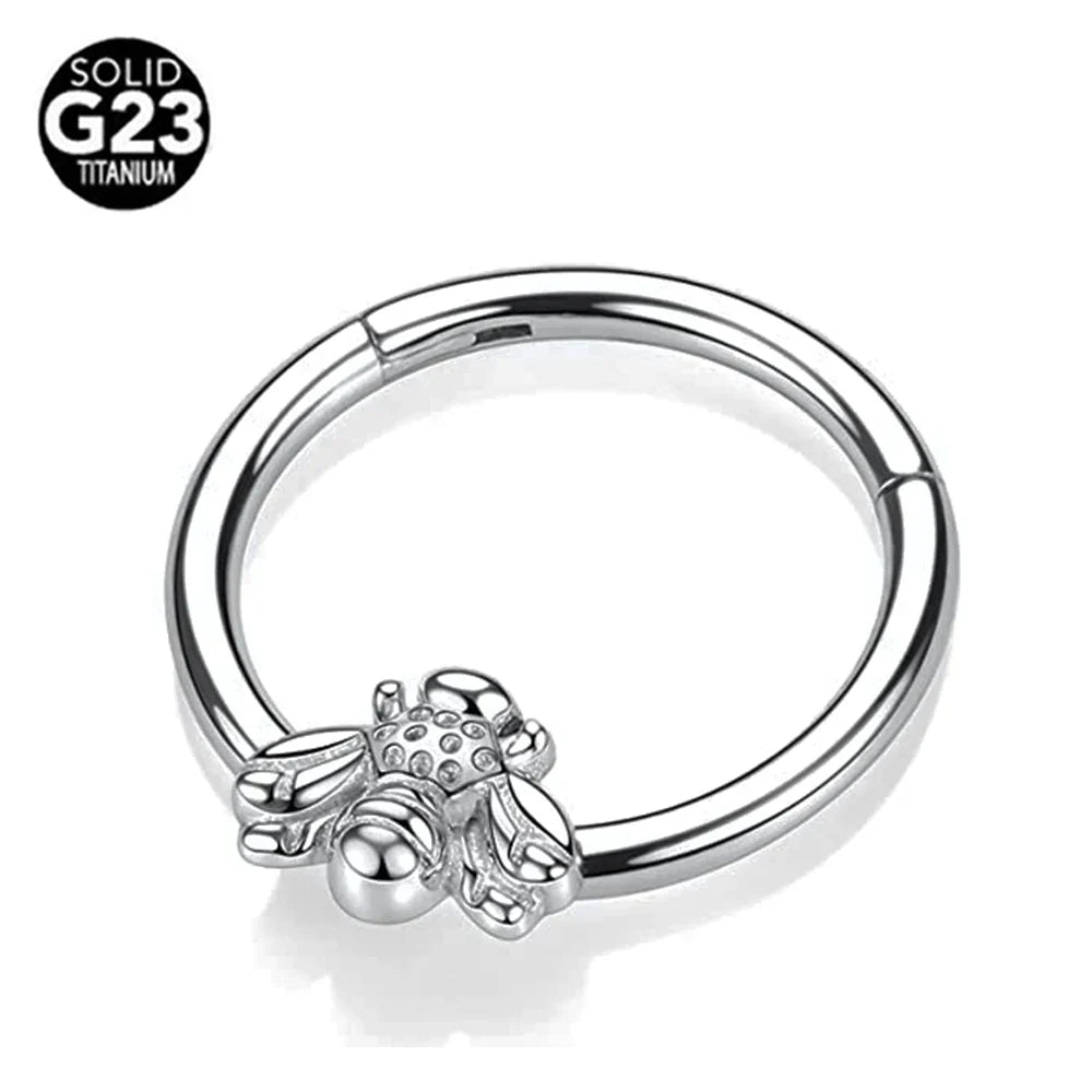 G23 Titanium Bee Septum Nose Ring Piercing Body Jewelry 16G Moon Segment Snake Clicker Helix Ear Cartilage Heart Daith Hoop | | Wiccan Center