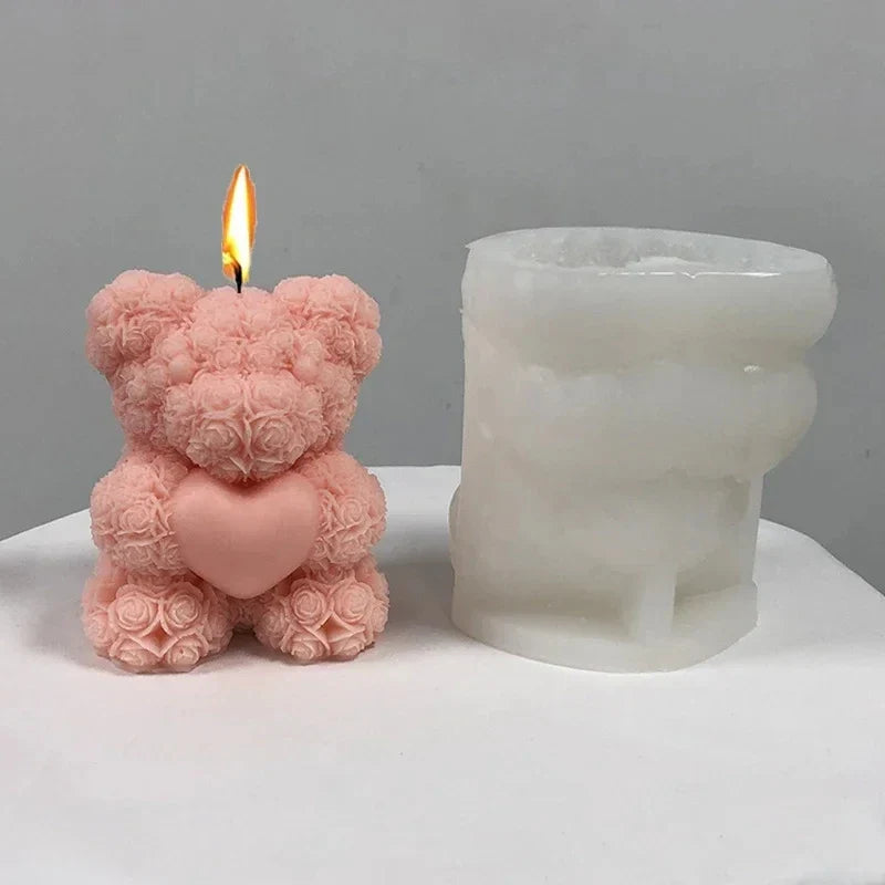 3D Bear Hug Love Silicone Candle Molds Diy Cute Bear Pet Candle Making Supplies Handmade Soap Plaster Resin Mold Home Decor Gift