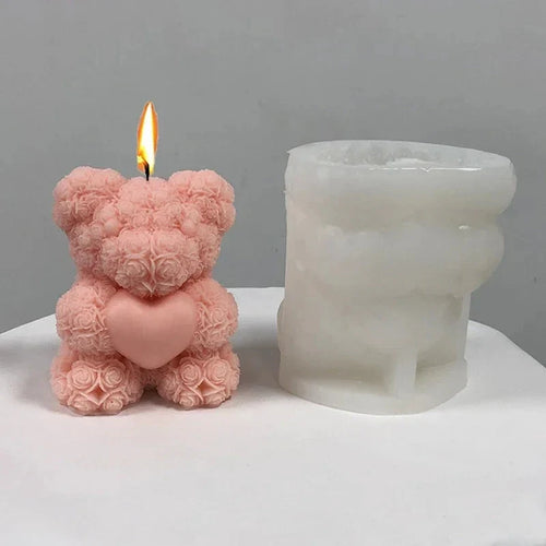 3D Bear Hug Love Silicone Candle Molds Diy Cute Bear Pet Candle Making Supplies Handmade Soap Plaster Resin Mold Home Decor Gift | | Wiccan Center