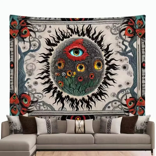 1pc A Large Fantasy Mandala Flower AndPlant Tapestry Adorned with Eerie EyesAnd a Background cloth Burning In TheSun | | Wiccan Center