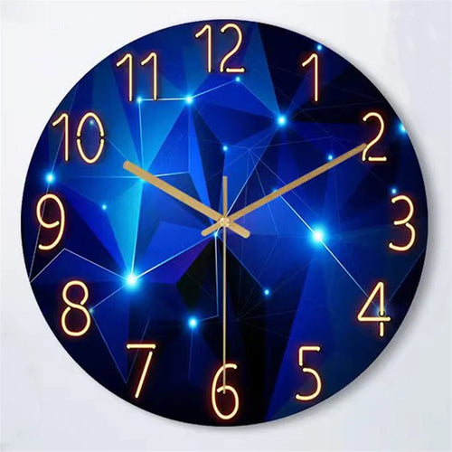 1pc 12inch Wall Clock Geometric Elements Dark Blue Thickened Tempered Glass Silent Movement Quartz Living Room Home Decor Gift | | Wiccan Center