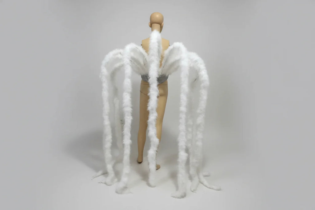 Long Feather Waterfall Backpiece Costume Accessory