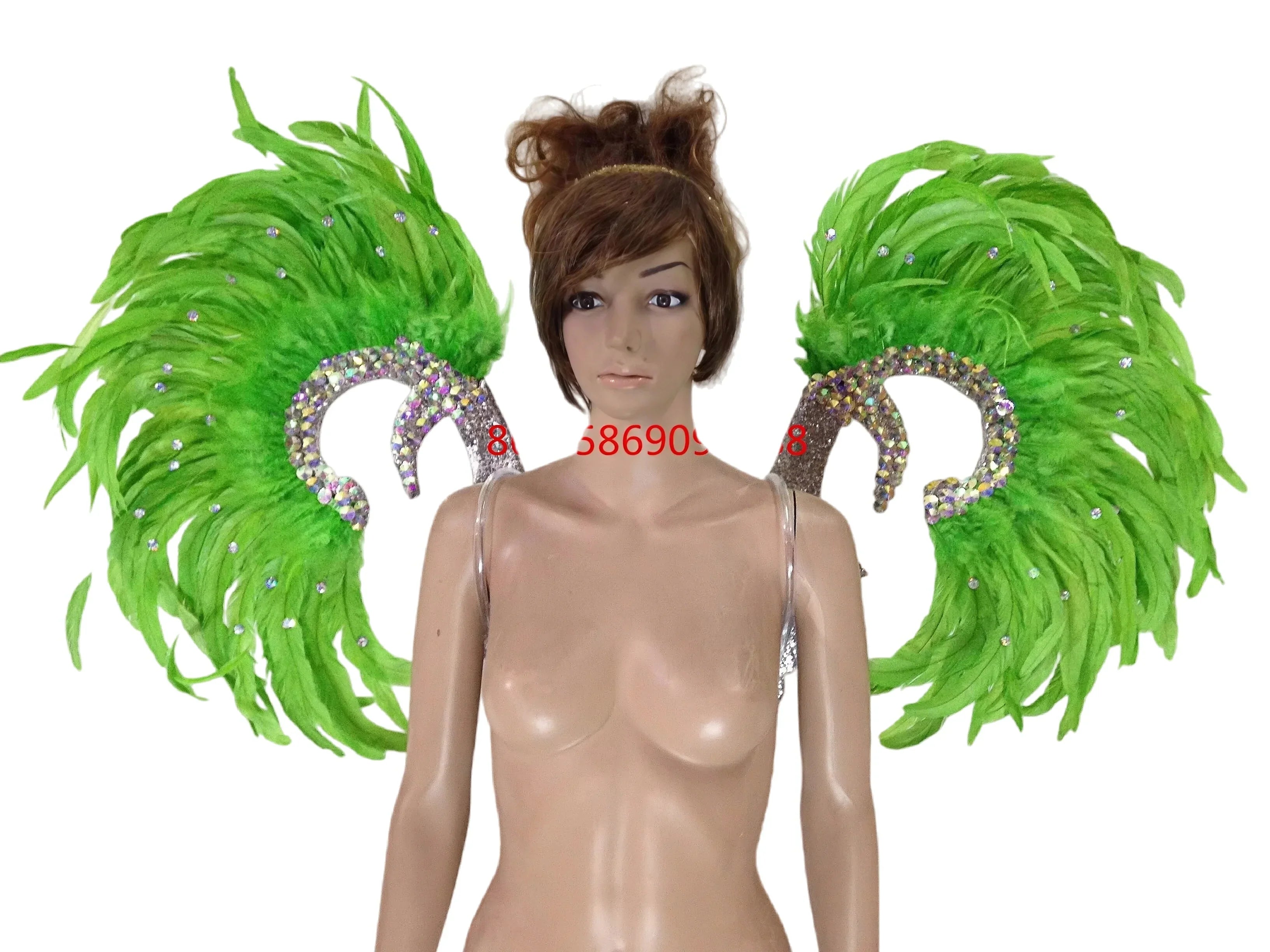 Showgirl Feather Wing Backpiece with Rhinestone Scroll Frames | Back Pieces | Wiccan Center