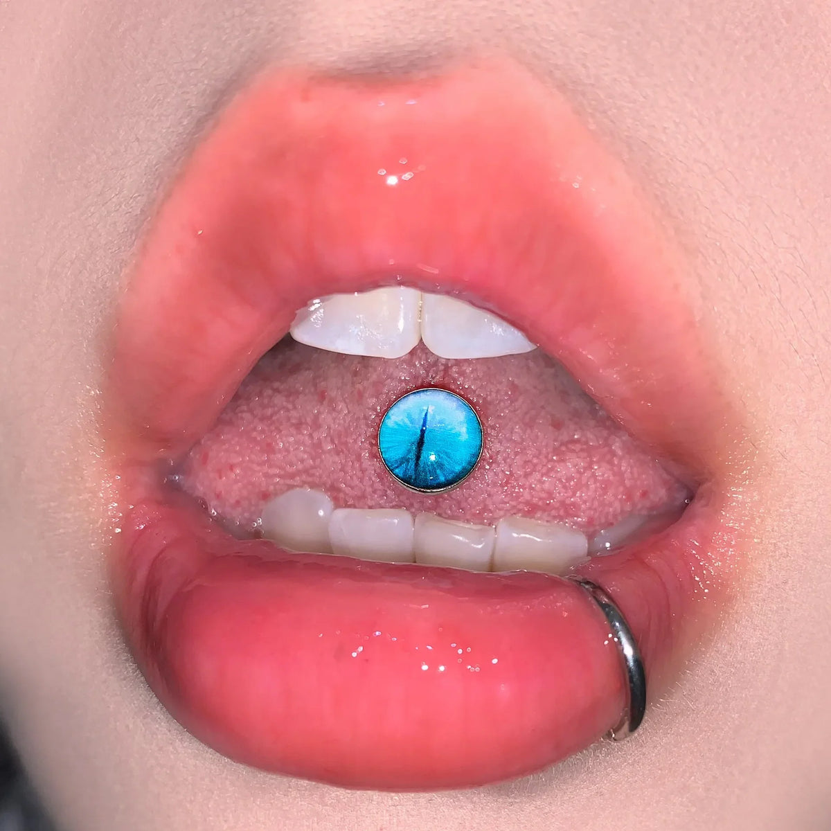 New Trendy Hypoallergenic Stainless Steel Colorful Eye Tongue Rings for Women Tongue Stud Body Piercing Jewelry | | Wiccan Center