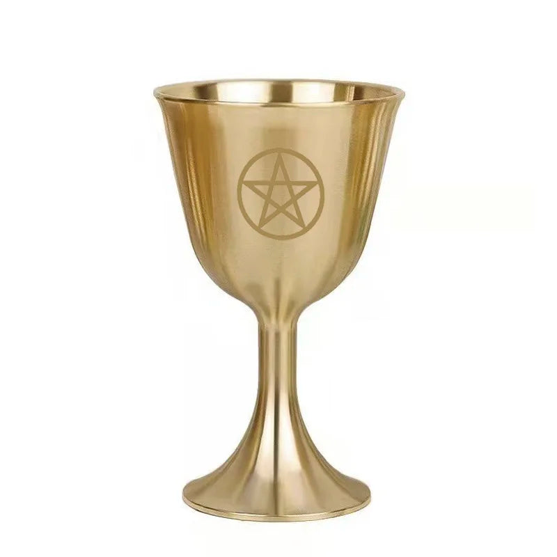 Goddess & Triple Moon Gold Chalices | Altar Cup | Wiccan Center