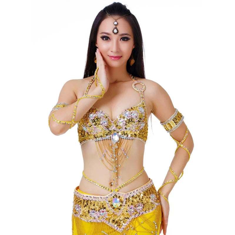 Dazzling Beaded Belly Dance Bra & Belt 2-Piece Costume Outfit Set | Costume Sets | Wiccan Center