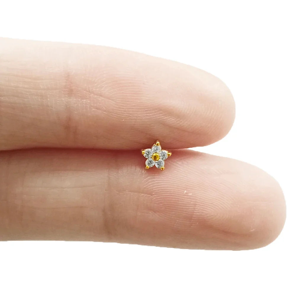 Lightning Internal Thread Labret Piercing Crown Bee Flowers Cartilage Earring Tragus Conch 316L Stainlesss Steel Body Jewelry | | Wiccan Center