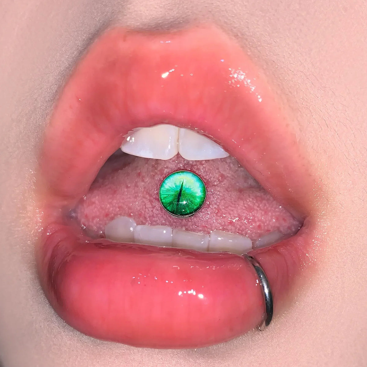 New Trendy Hypoallergenic Stainless Steel Colorful Eye Tongue Rings for Women Tongue Stud Body Piercing Jewelry | | Wiccan Center