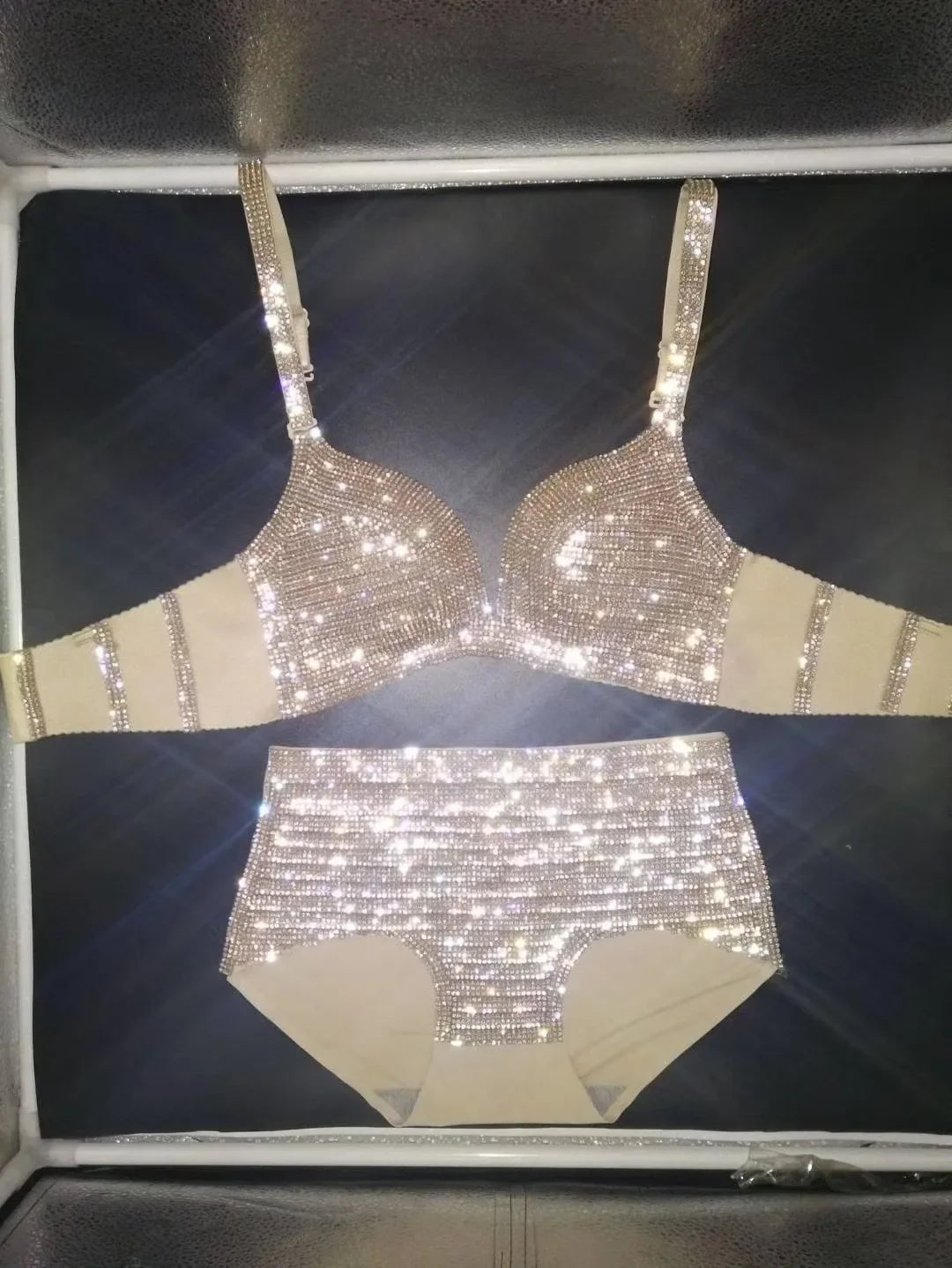 Dazzling Shimmer Crystal Bikini & High-Waist Dance Performance Costume Set | Costume Sets | Wiccan Center