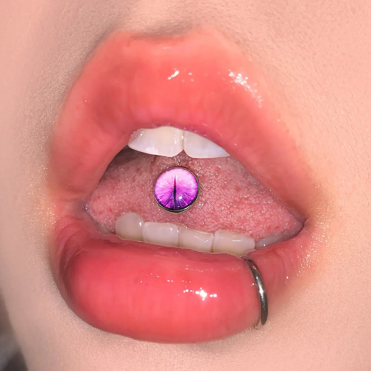 New Trendy Hypoallergenic Stainless Steel Colorful Eye Tongue Rings for Women Tongue Stud Body Piercing Jewelry | | Wiccan Center