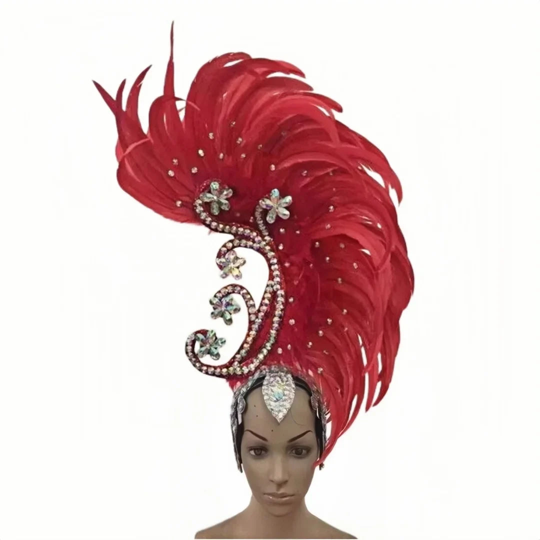 The Stardust Royal Plume – Feathered Carnival & Cabaret Stage Headdress | | Wiccan Center