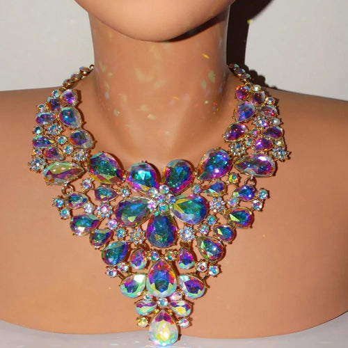 AB Rhinestone Flower Choker Crystal Drop | Necklaces | Wiccan Center
